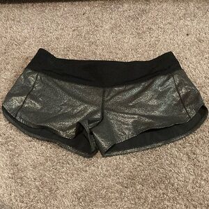 Lululemon Athletica Black and Silver Athletic Shorts